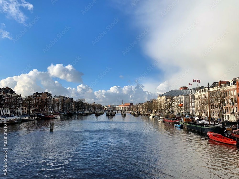 Amstel River in Amsterdam, Netherlands
