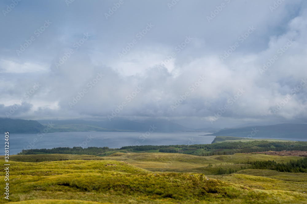 Virgin nature of Scotland islands. Landscape view from Island of Mull viewpoint