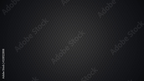 3D abstract background, dark texture with rhombuses. Black cool background. 