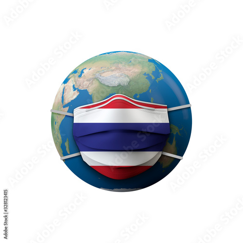 Thailand flag protective medical mask. 3D Rendering
