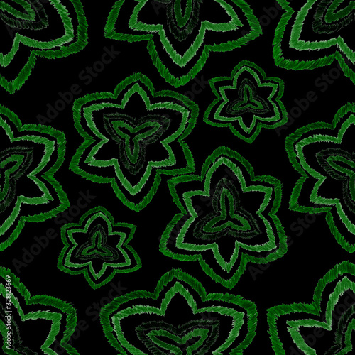 Creative seamless pattern with hand drawn ikat stars. Ethnic boho seamless pa...