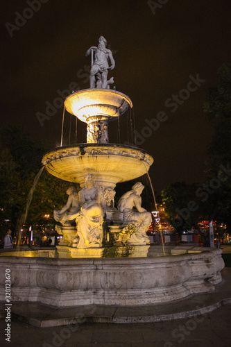 Budapest, Hungary - October 06, 2014: the fountain near the ferris wheel