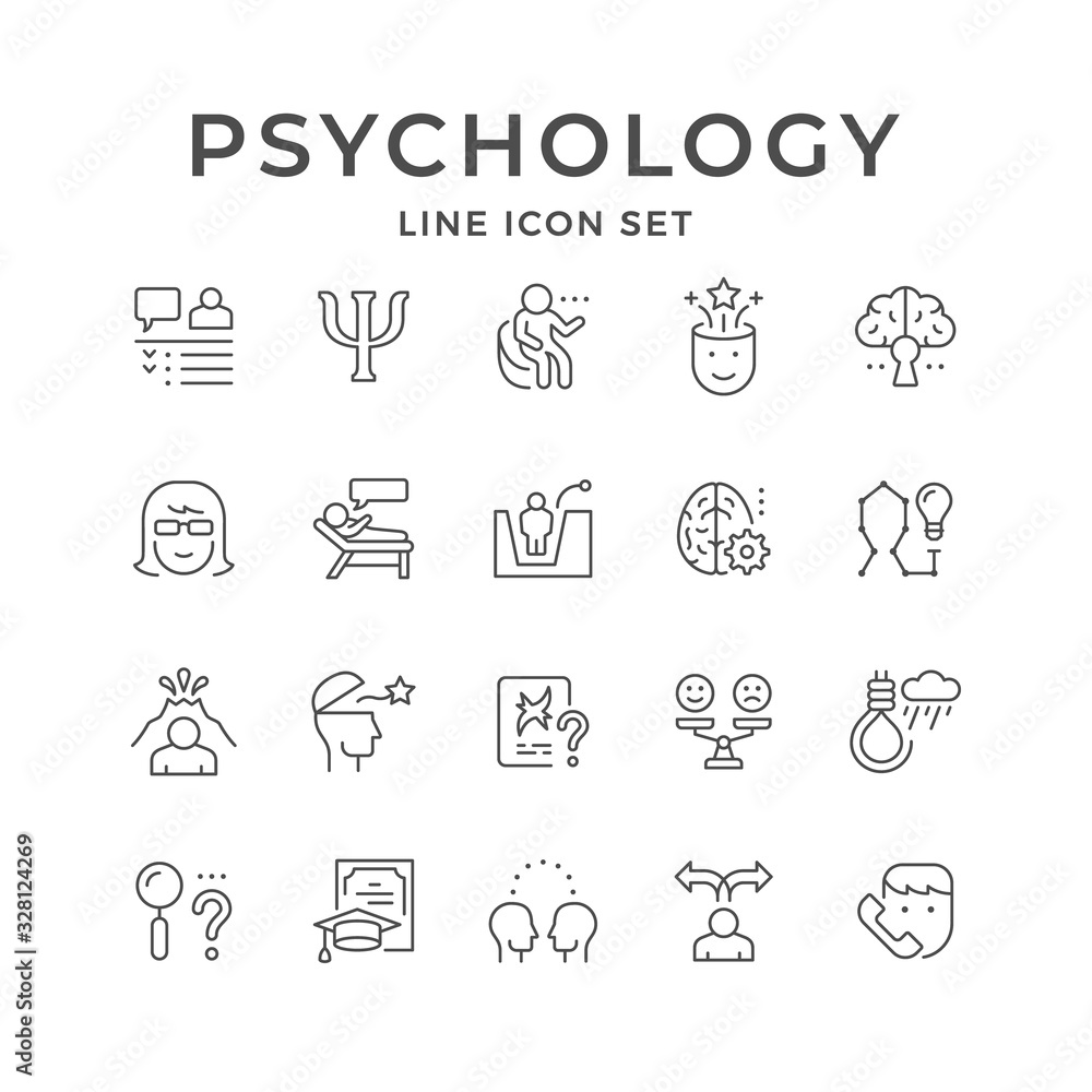 Set line icons of psychology Set line icons of psychology