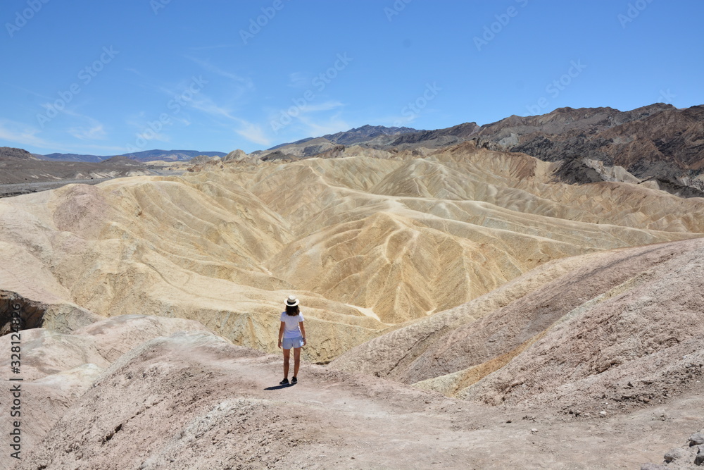 tourist in the death valley desert