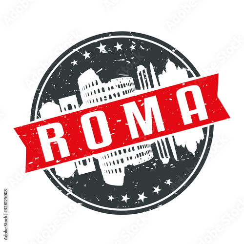 Rome Italy Round Travel Stamp. Icon Skyline City Design Vector.