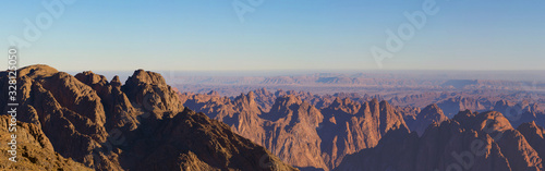 Amazing Sunrise at Sinai Mountain, Beautiful dawn in Egypt, Beautiful view from the mountain