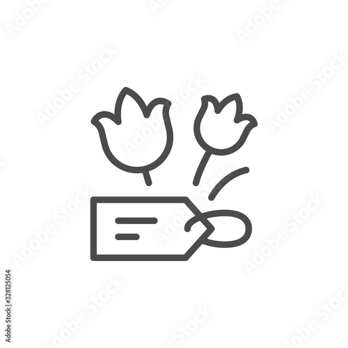 Flower sale line outline icon