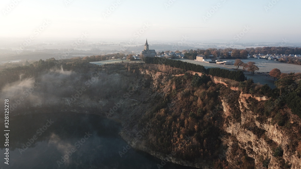 Saint-Malo-de-Phily Church in the mist by Avalon Drones (France, Brittany)