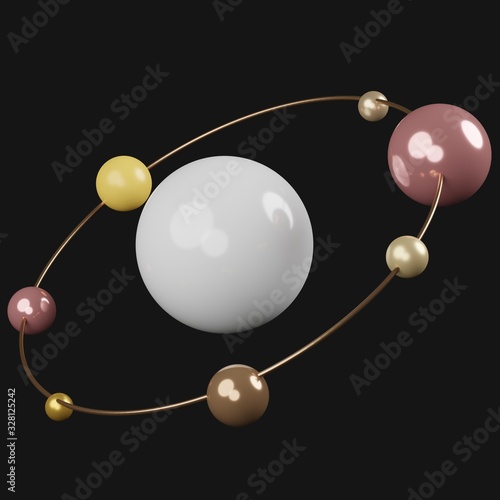 3d render top view of colorful pastel balls that contain inside box with white background.