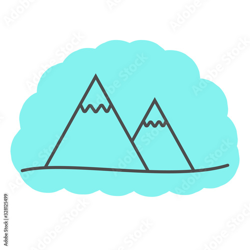 Mountains. Flat icon vector illustration.