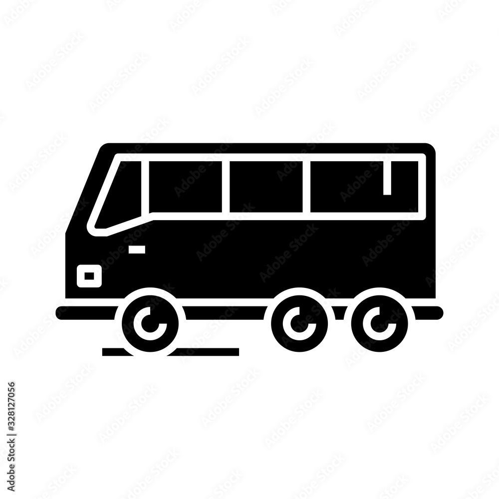 Motor bus black icon, concept illustration, vector flat symbol, glyph sign. Motor bus black icon, concept illustration, vector flat symbol, glyph sign.