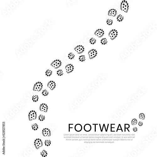 human footprints with shoes, silhouette footwear, Footsteps.