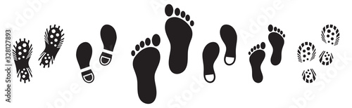 silhouette of human footprints. Baby footsteps icon. Footwear marks.
