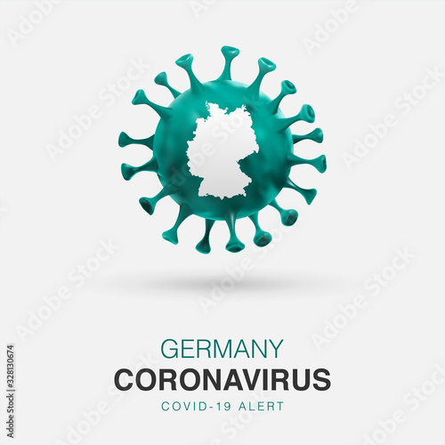 Coronavirus outbreak from Wuhan, China. Illustration of coronavirus cell with Germany map inside it. Spread of the novel coronavirus Background. covid-19