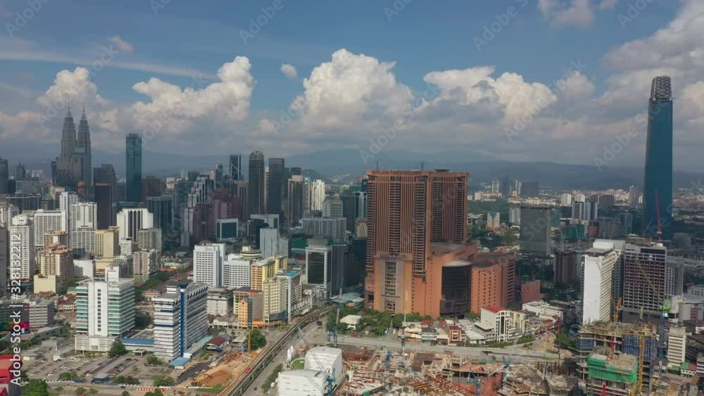 summer day sunny clouds kuala lumpur city downtown construction aerial panorama 4k malaysia summer day sunny clouds kuala lumpur city downtown construction aerial panorama 4k malaysia