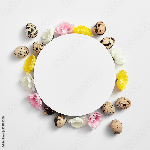 Canvas Print Creative easter flat lay with paper blank