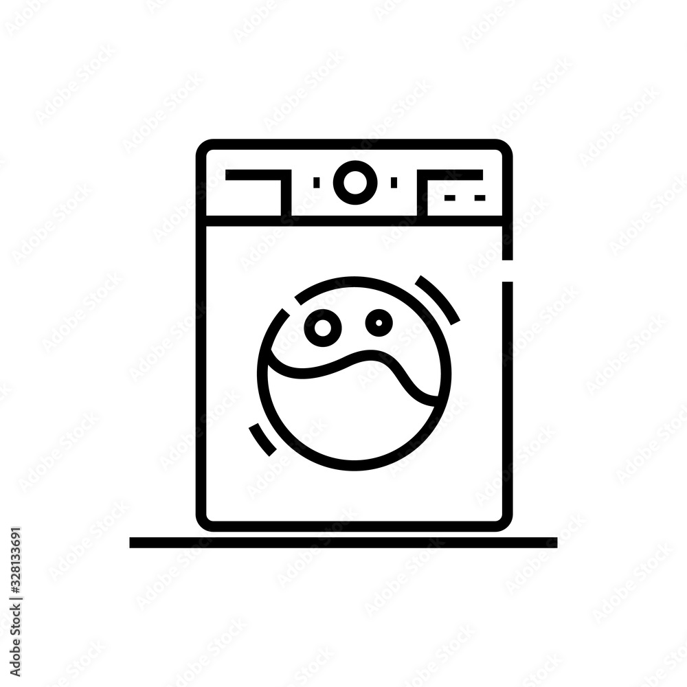 Washing machine line icon, concept sign, outline vector illustration, linear symbol. Washing machine line icon, concept sign, outline vector illustration, linear symbol.