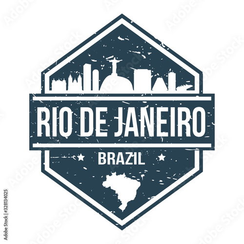 Rio De Janeiro Brazil Travel Stamp. Icon Skyline City Design Vector.