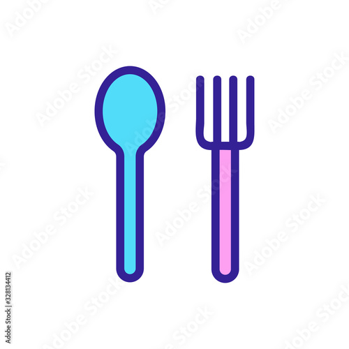 spoon and fork icon vector. Thin line sign. Isolated contour symbol illustration