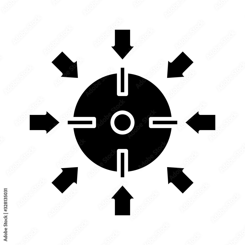 One aim black icon, concept illustration, vector flat symbol, glyph sign. One aim black icon, concept illustration, vector flat symbol, glyph sign.