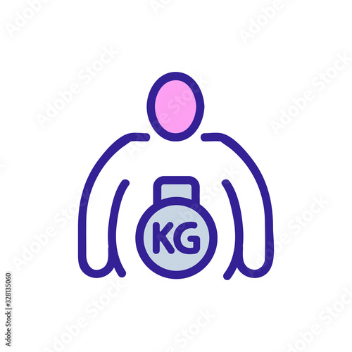 man and weight icon vector. Thin line sign. Isolated contour symbol illustration