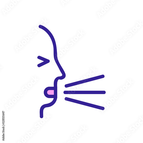 cough icon vector. Thin line sign. Isolated contour symbol illustration