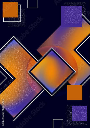 Colorful decorative composition, abstract geometric shapes texture on black. Universal cover template graphic design, minimal background pattern.