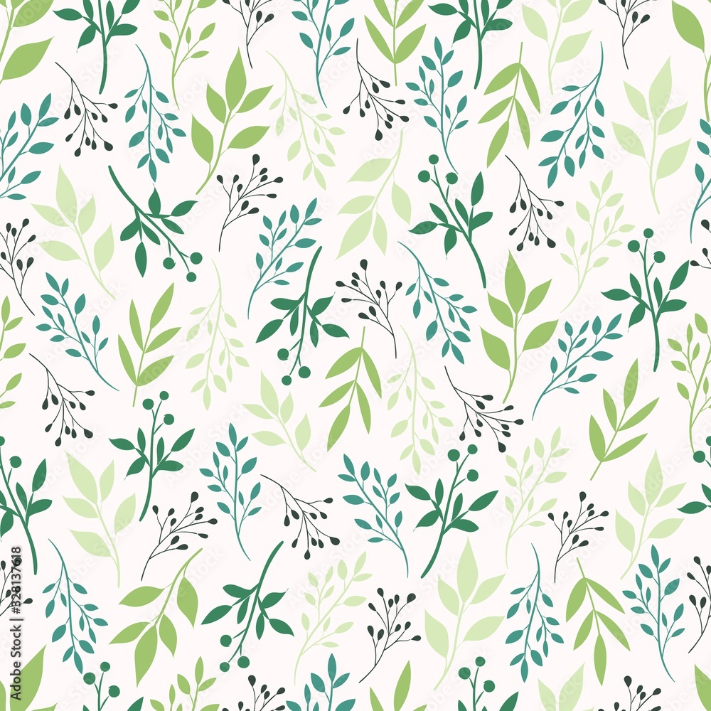 Seamless pattern with leaves and flowers Seamless pattern with leaves and flowers