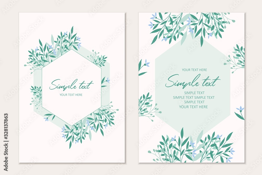 botanical card template. Invitation cards botanical card template. Invitation cards
