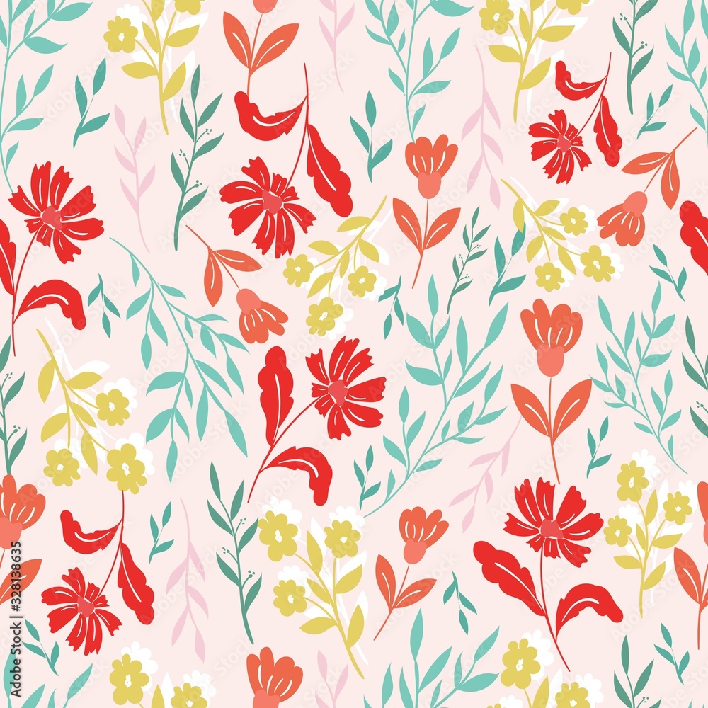 Seamless pattern with leaves and flowers Seamless pattern with leaves and flowers