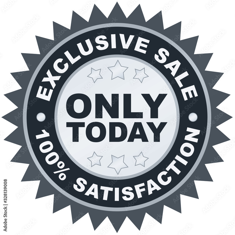 Exclusive Sale Only Today product label or badge or sticker isolated on white background Exclusive Sale Only Today product label or badge or sticker isolated on white background