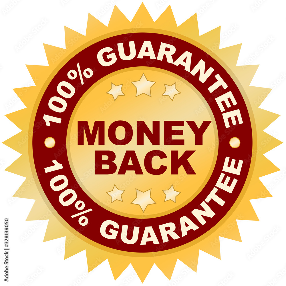 Money Back Guarantee product label or badge or sticker image isolated on white background