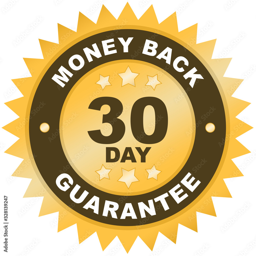 30 Day Money Back Guarantee product label or badge or sticker image isolated on white background 30 Day Money Back Guarantee product label or badge or sticker image isolated on white background