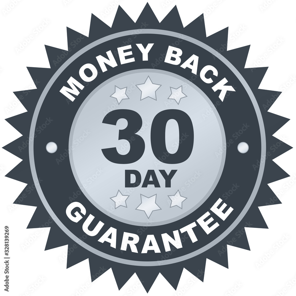30 Day Money Back Guarantee product label or badge or sticker image isolated on white background