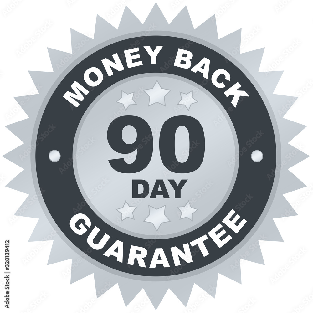 90 Day Money Back Guarantee product label or badge or sticker image isolated on white background