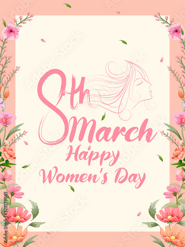 illustration of Happy International Women's Day 8th March greetings background