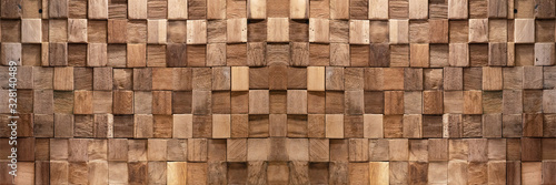 Brown wooden cubes texture background banner panorama