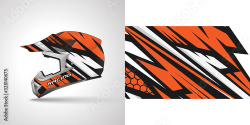 Racing helmet wrap decal and vinyl sticker design illustration.