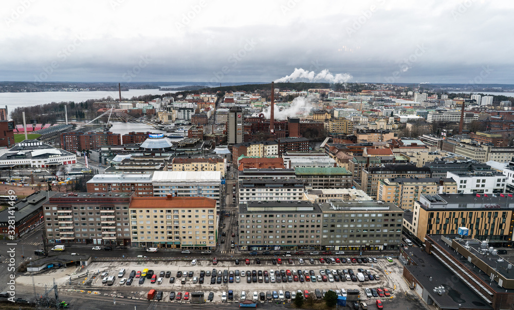 Panorama of the city of Tampere from the tower.