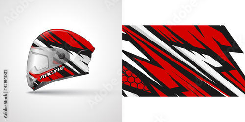 Racing helmet wrap decal and vinyl sticker design illustration.