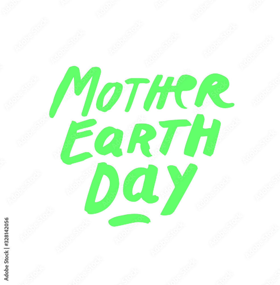 Celebrate Mother Earth Day 22 April. Vector paintbrush ink handwritten font logo sign. Trendy warm hand lettering garden green, plain background. Organic design element for print digital marketing Celebrate Mother Earth Day 22 April. Vector paintbrush ink handwritten font logo sign. Trendy warm hand lettering garden green, plain background. Organic design element for print digital marketing