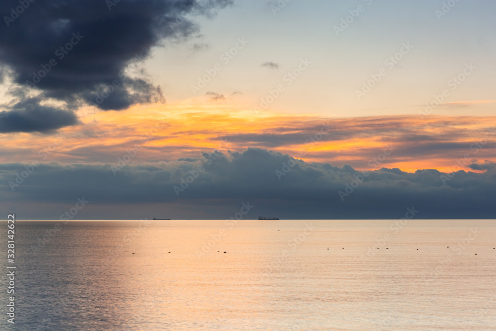 Fototapeta premium Beautiful sunrise over calm Baltic Sea in Poland