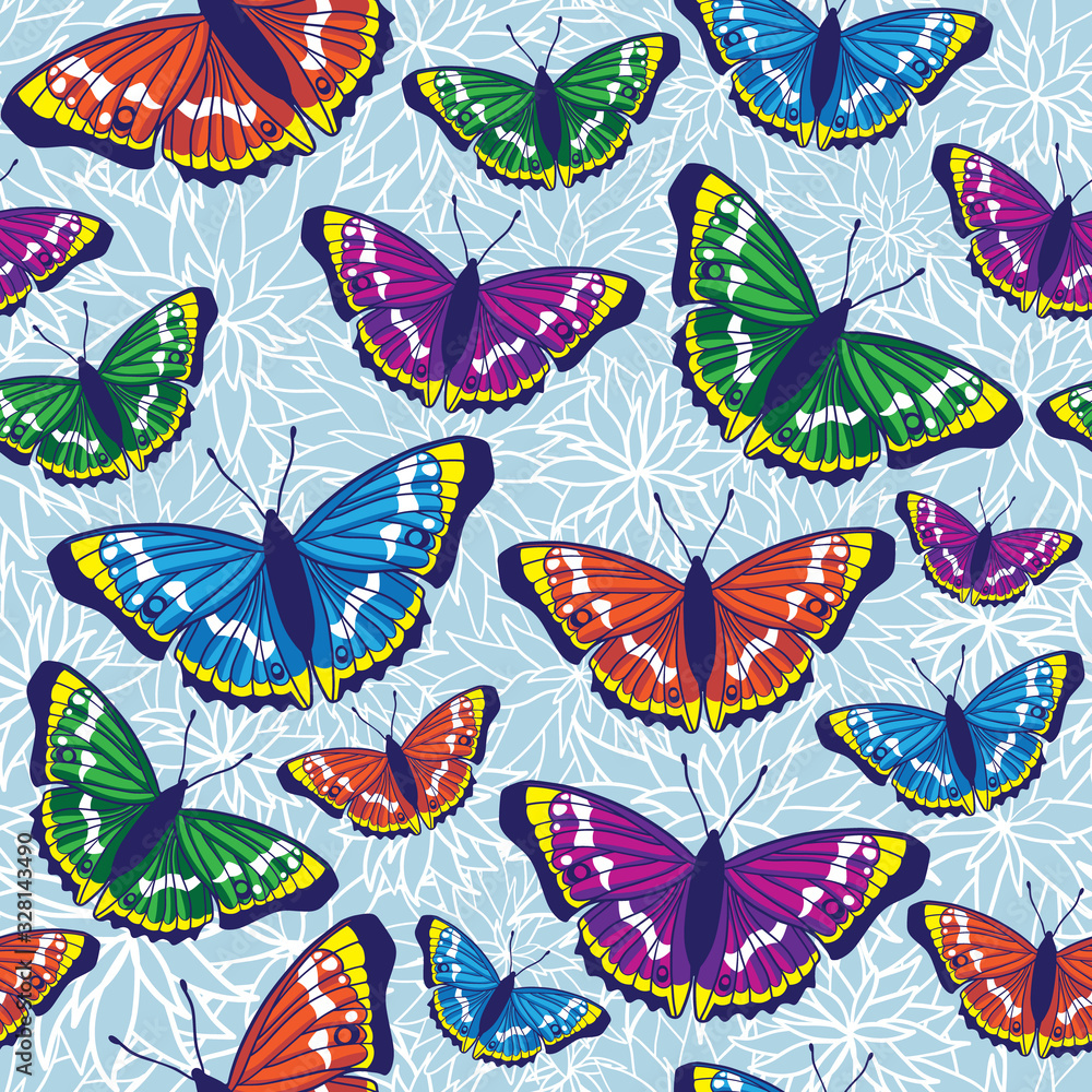 Naklejka premium Vector seamless pattern with butterflies
