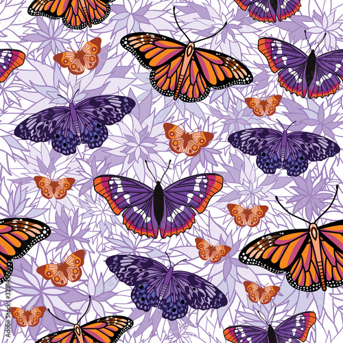 Vector seamless pattern with butterflies