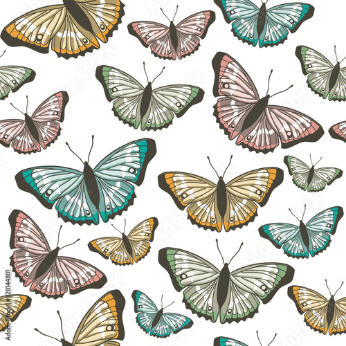 Vector seamless pattern with butterflies