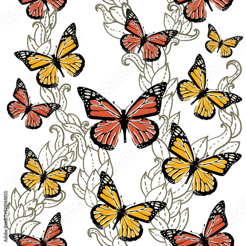 Vector seamless pattern with butterflies