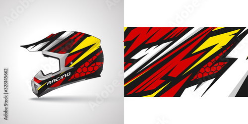 Racing helmet wrap decal and vinyl sticker design illustration.