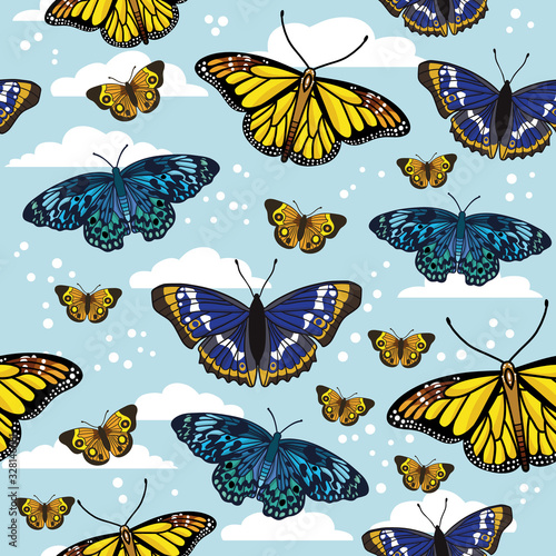 Vector seamless pattern with butterflies