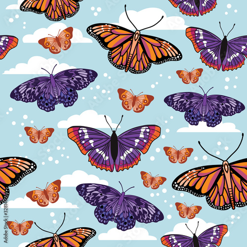 Vector seamless pattern with butterflies