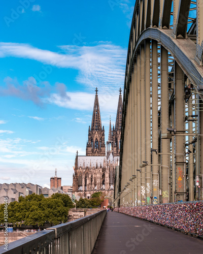 Koln Germany city skyline, Cologne skyline during sunset ,Cologne bridge with cathedral Germany Europe photo